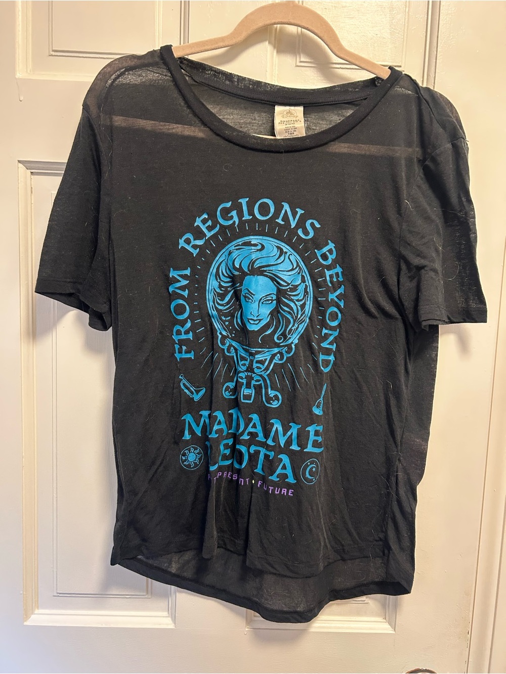 Disney Parks Madam Leote Black Tee with Bright Turquoise Graphic